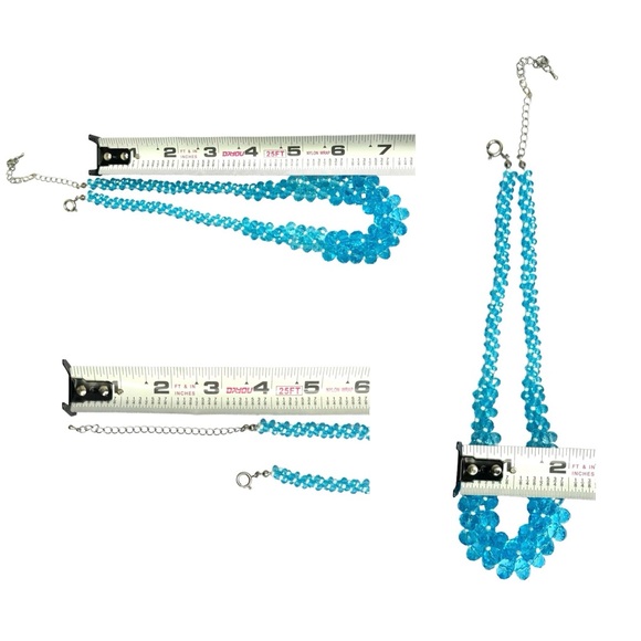 Stunning Blue & White Beaded Statement Necklace - Picture 15 of 15